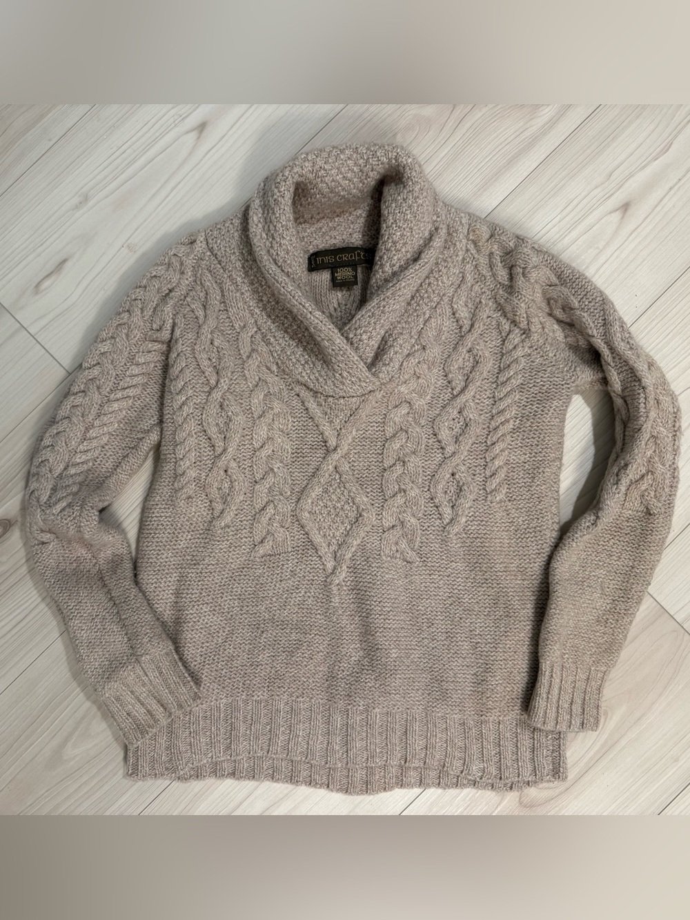 Inis Crafts 100% Merino Wool Irish Cable Knit Sweater – Size Small-Women’s
